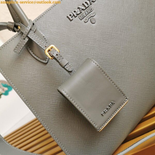 Replica Prada Monochrome Medium Bag In Grey Saffiano Leather 8