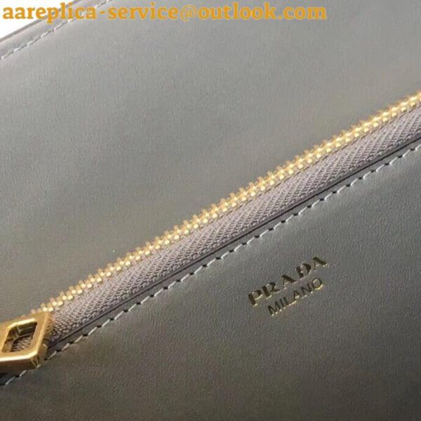 Replica Prada Monochrome Medium Bag In Grey Saffiano Leather 9