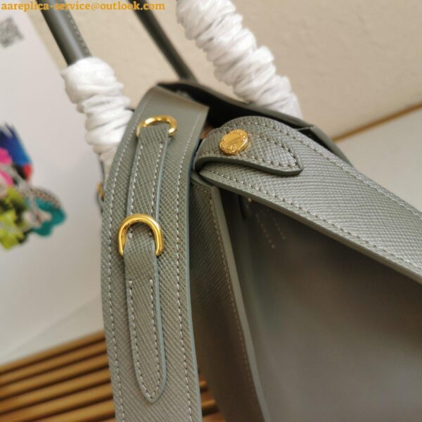 Replica Prada Monochrome Medium Bag In Grey Saffiano Leather 11