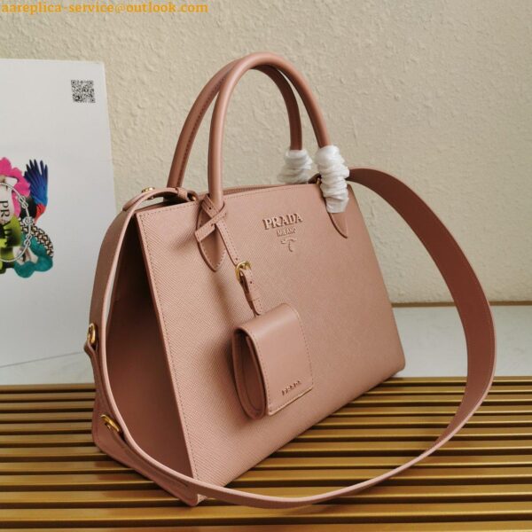 Replica Prada Monochrome Medium Bag In Nude Saffiano Leather 4