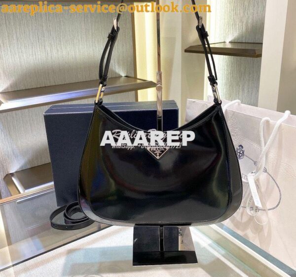 Replica Prada Cleo Brushed Leather Shoulder Bag with Strap Extension 1 3