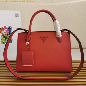 Replica Prada Monochrome Medium Bag In Red Saffiano Leather