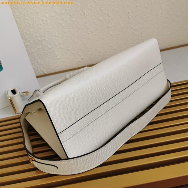 Replica Prada Monochrome Medium Bag In White Saffiano Leather 4