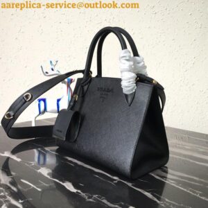 Replica Prada Monochrome Small Bag In Black Saffiano Leather