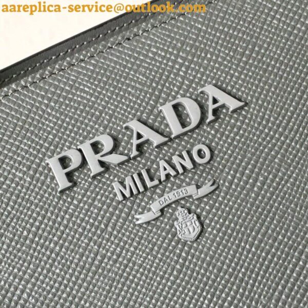 Replica Prada Monochrome Small Bag In Grey Saffiano Leather 6