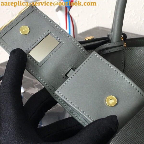 Replica Prada Monochrome Small Bag In Grey Saffiano Leather 5