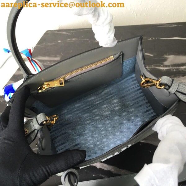 Replica Prada Monochrome Small Bag In Grey Saffiano Leather 9