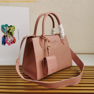 Replica Prada Monochrome Small Bag In Pink Saffiano Leather