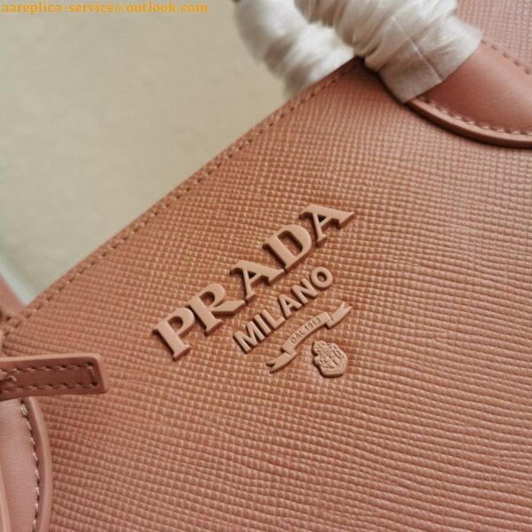 Replica Prada Monochrome Small Bag In Pink Saffiano Leather 6