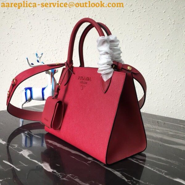 Replica Prada Monochrome Small Bag In Red Saffiano Leather 3