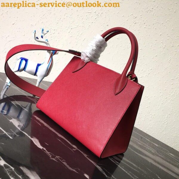 Replica Prada Monochrome Small Bag In Red Saffiano Leather 5