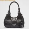 Replica Prada Moon Bag in Black Re-Nylon and Leather 2