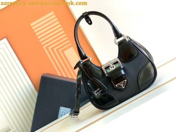 Replica Prada Moon Bag in Black Padded Nappa Leather 9