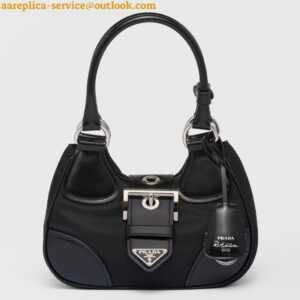 Replica Prada Moon Bag in Black Re-Nylon and Leather 2