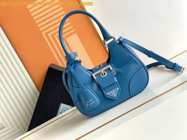 Replica Prada Moon Bag in Blue Padded Nappa Leather 15