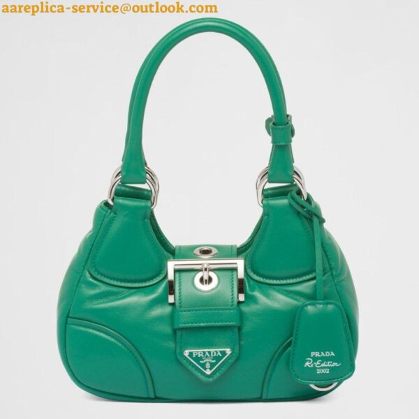 Replica Prada Moon Bag in Green Padded Nappa Leather 4