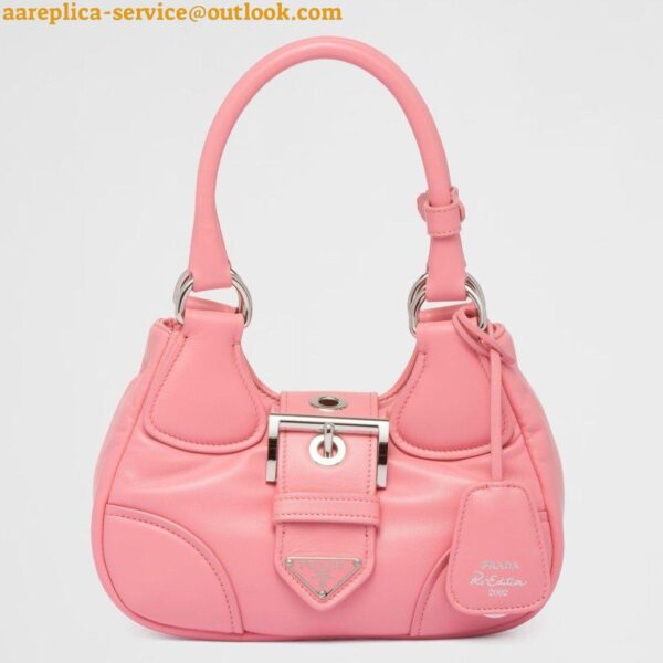 Replica Prada Moon Bag in Pink Padded Nappa Leather 14