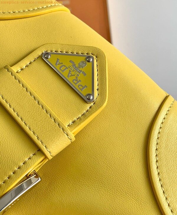 Replica Prada Moon Bag in Yellow Padded Nappa Leather 11