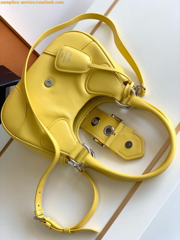 Replica Prada Moon Bag in Yellow Padded Nappa Leather 18