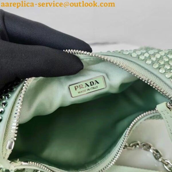 Replica Prada Re-Edition 2005 Bag In Aqua Satin with Crystals 23