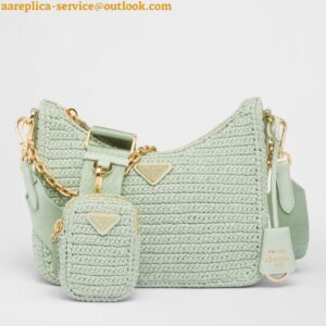 Replica Prada Re-Edition 2005 Crochet Bag in Aqua Raffia