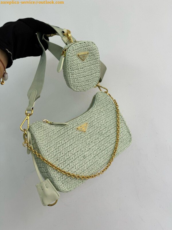 Replica Prada Re-Edition 2005 Crochet Bag in Aqua Raffia 8