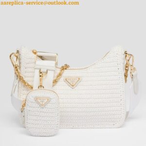 Replica Prada Re-Edition 2005 Crochet Bag in White Raffia