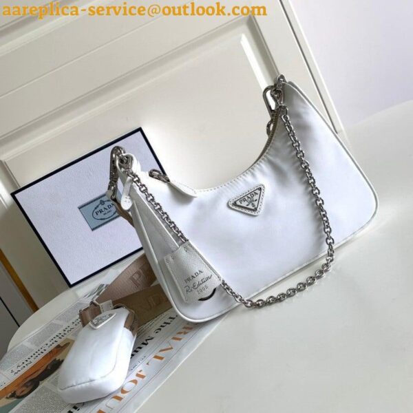 Replica Prada Re-Edition 2005 Crochet Bag in White Raffia 7