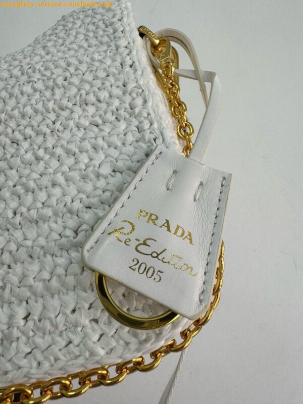 Replica Prada Re-Edition 2005 Crochet Bag in White Raffia 17