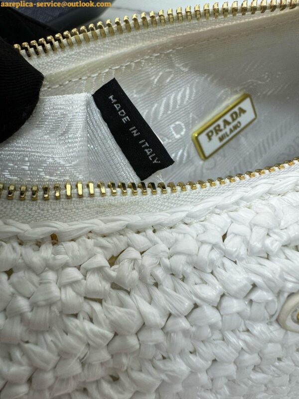 Replica Prada Re-Edition 2005 Crochet Bag in White Raffia 16