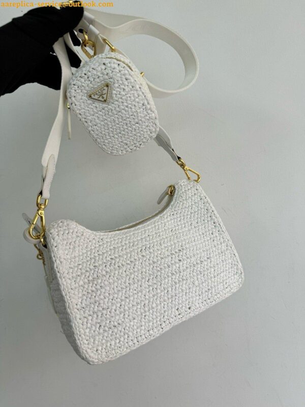 Replica Prada Re-Edition 2005 Crochet Bag in White Raffia 18