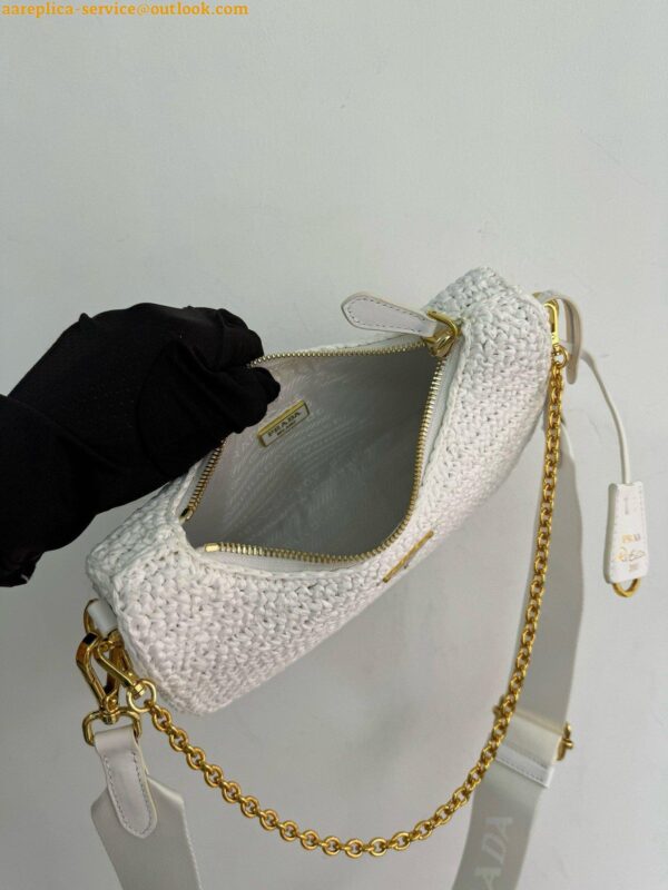 Replica Prada Re-Edition 2005 Crochet Bag in White Raffia 22