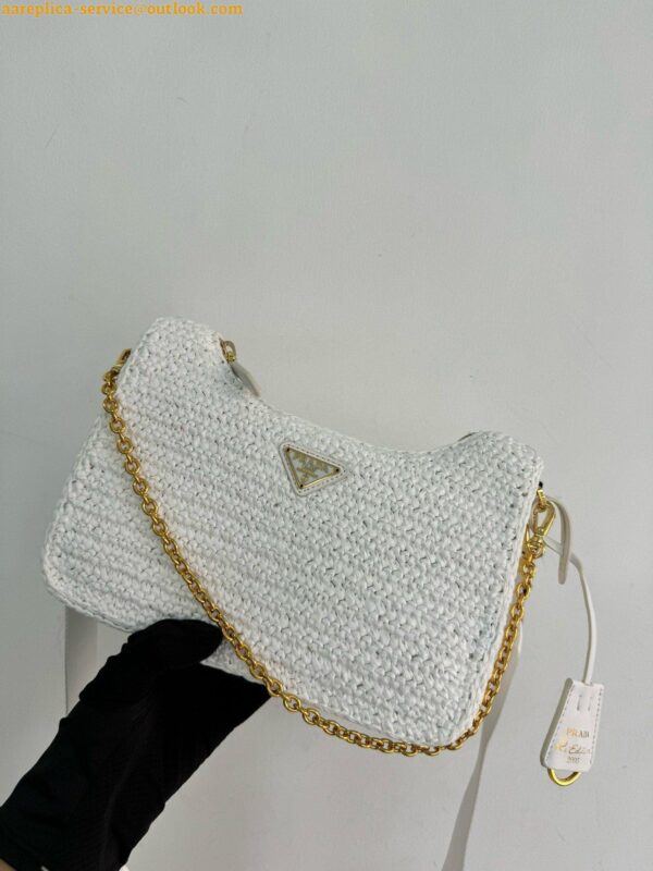 Replica Prada Re-Edition 2005 Crochet Bag in White Raffia 23