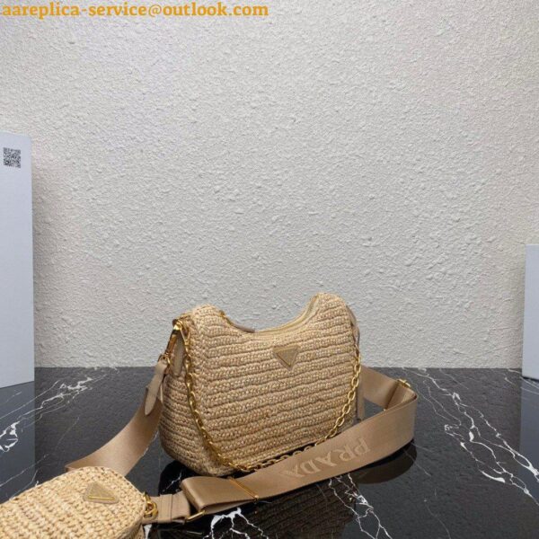 Replica Prada Re-Edition 2005 Shoulder Bag In Beige Raffia 15