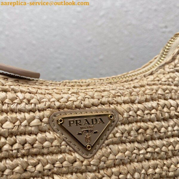 Replica Prada Re-Edition 2005 Shoulder Bag In Beige Raffia 23