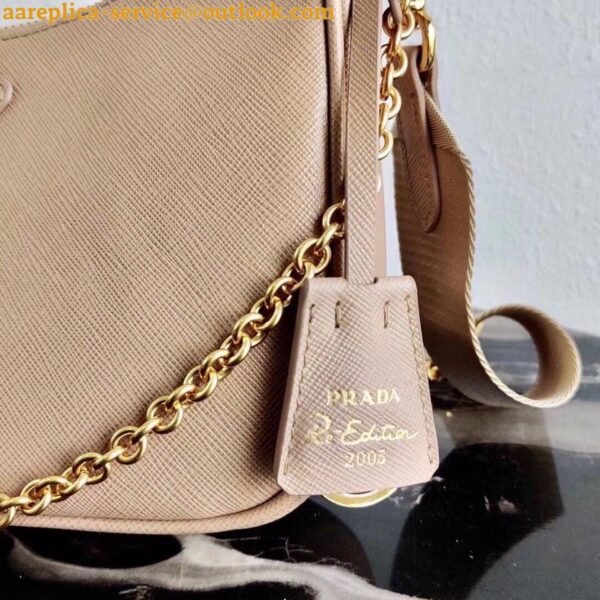 Replica Prada Re-Edition 2005 Shoulder Bag In Beige Saffiano Leather 5