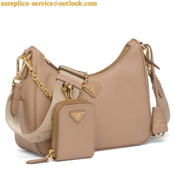 Replica Prada Re-Edition 2005 Shoulder Bag In Beige Saffiano Leather 6