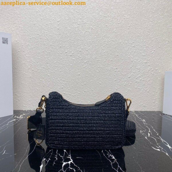 Replica Prada Re-Edition 2005 Shoulder Bag In Black Raffia 16