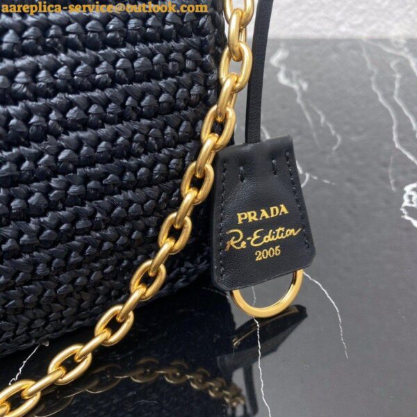 Replica Prada Re-Edition 2005 Shoulder Bag In Black Raffia 19