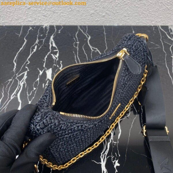 Replica Prada Re-Edition 2005 Shoulder Bag In Black Raffia 21