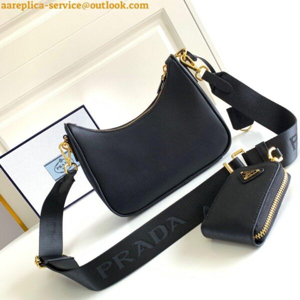 Replica Prada Re-Edition 2005 Shoulder Bag In Black Saffiano Leather 6