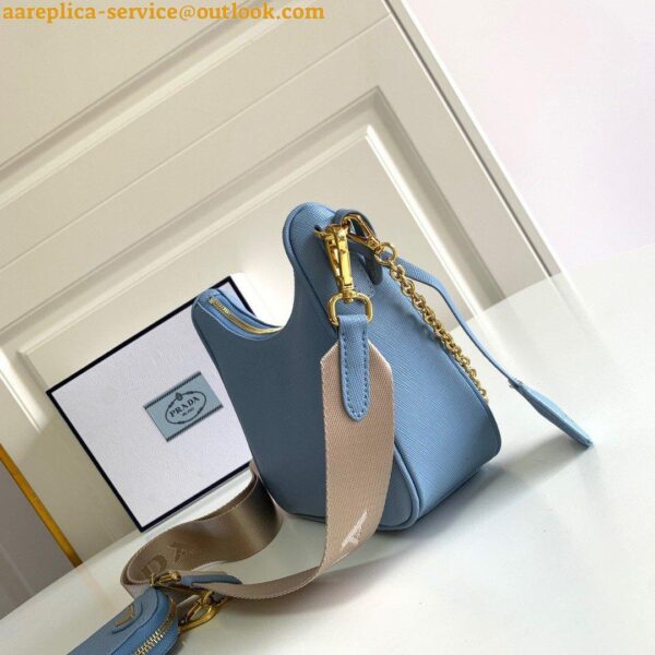 Replica Prada Re-Edition 2005 Shoulder Bag In Blue Saffiano Leather 5