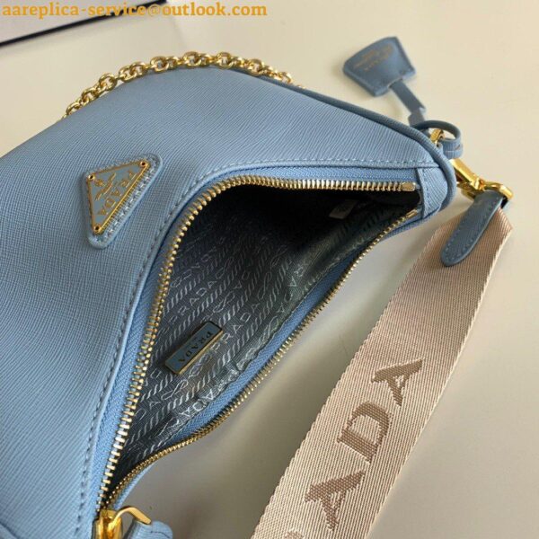 Replica Prada Re-Edition 2005 Shoulder Bag In Blue Saffiano Leather 12