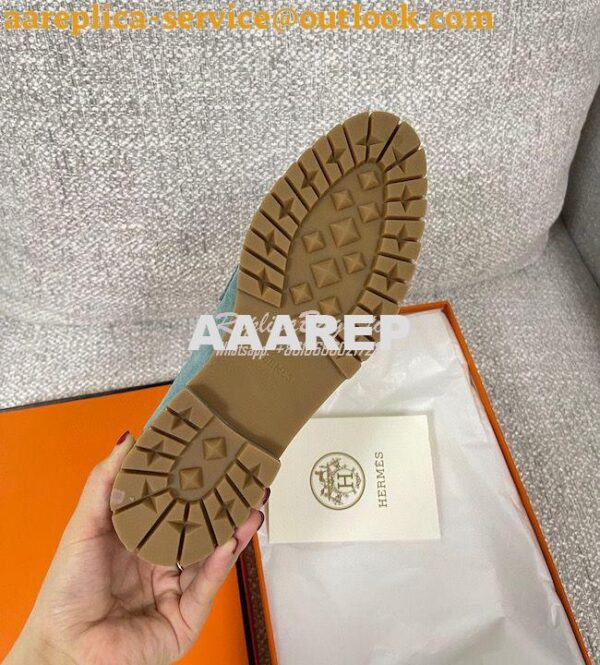 Replica Hermes Faubourg loafer in Suede Goatskin H222252Z Bleu Pinède 10
