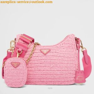 Replica Prada Re-Edition 2005 Shoulder Bag In Pink Raffia