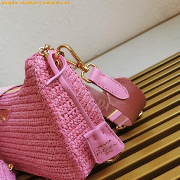 Replica Prada Re-Edition 2005 Shoulder Bag In Pink Raffia 23