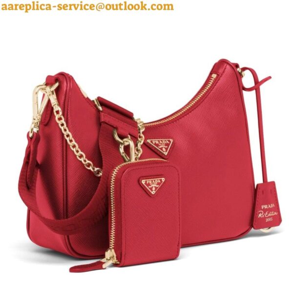 Replica Prada Re-Edition 2005 Shoulder Bag In Red Saffiano Leather 3