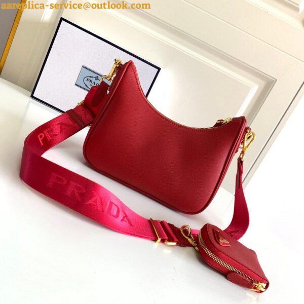 Replica Prada Re-Edition 2005 Shoulder Bag In Red Saffiano Leather 4