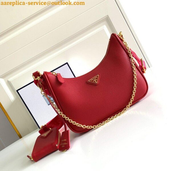 Replica Prada Re-Edition 2005 Shoulder Bag In Red Saffiano Leather 5