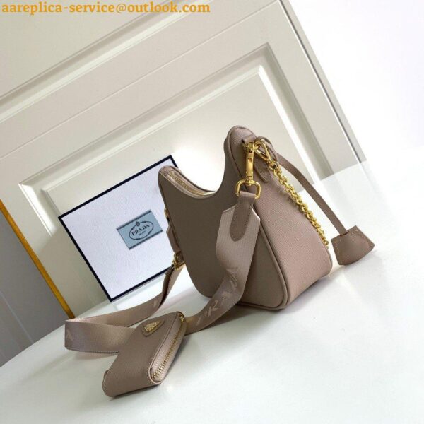 Replica Prada Re-Edition 2005 Shoulder Bag In Taupe Saffiano Leather 3